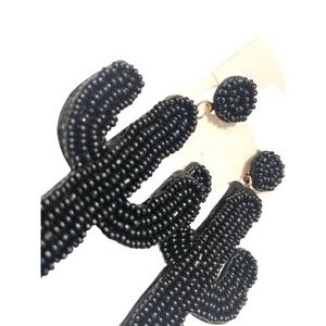 Beaded Cactus Earrings Black